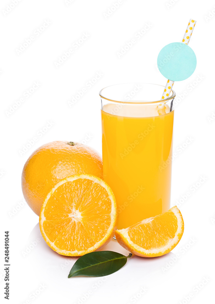 Glass of organic fresh orange juice with fruits Glass of organic fresh orange juice with fruits