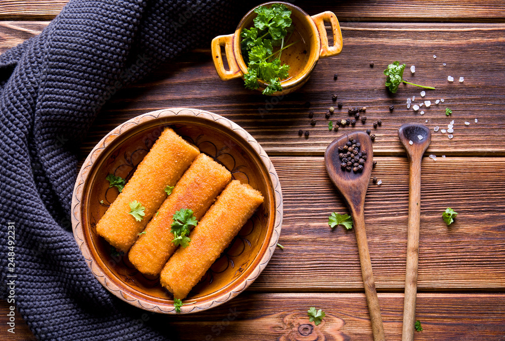 Homemade fried croquettes.
