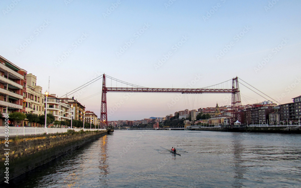 Naklejka premium Bridge in Portugalete, on Camino de Santiago route along the Northern coast of Spain