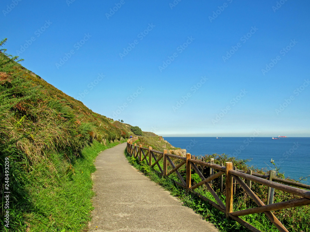 Coastal road of Pobena in Basque Country, Camino del Norte, the Northern Way of Saint James in Spain