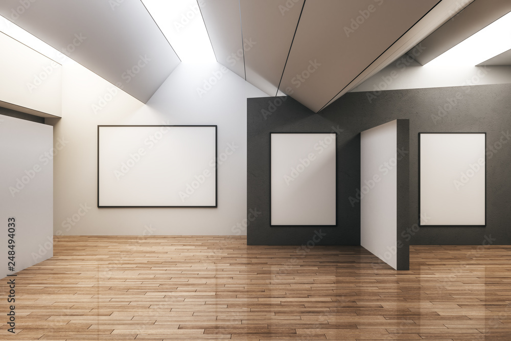 Fototapeta premium Modern gallery interior with poster