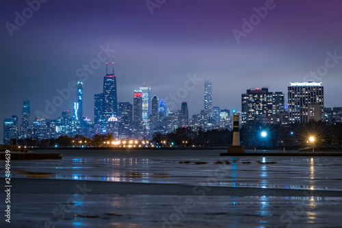 Obraz na płótnie Frozen Chicago Harbor w salonie