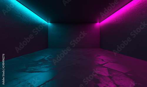 Fotografia The background of an empty room with concrete walls and floor tiles