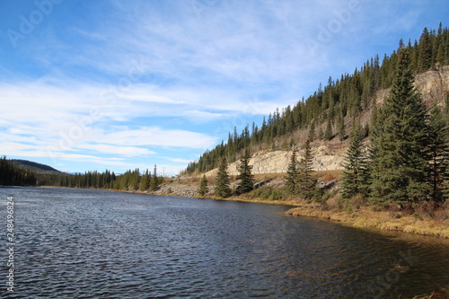 Rocky Wall And Lake, Nordegg, Alberta