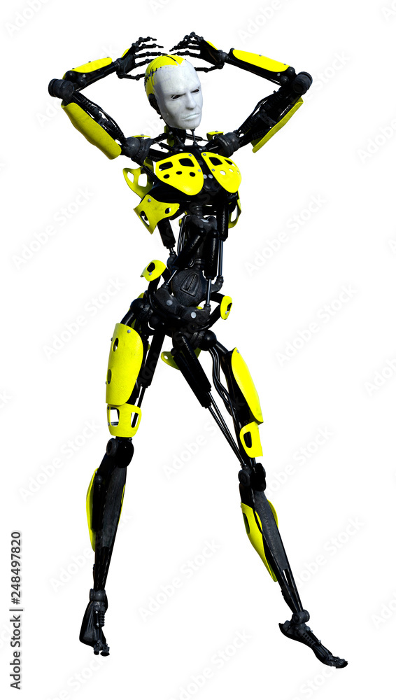 3D Rendering Male Robot on White 3D Rendering Male Robot on White