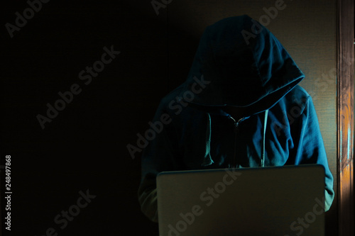 Hacker hacking the server.
