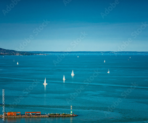 Sailboats on lake Balaton