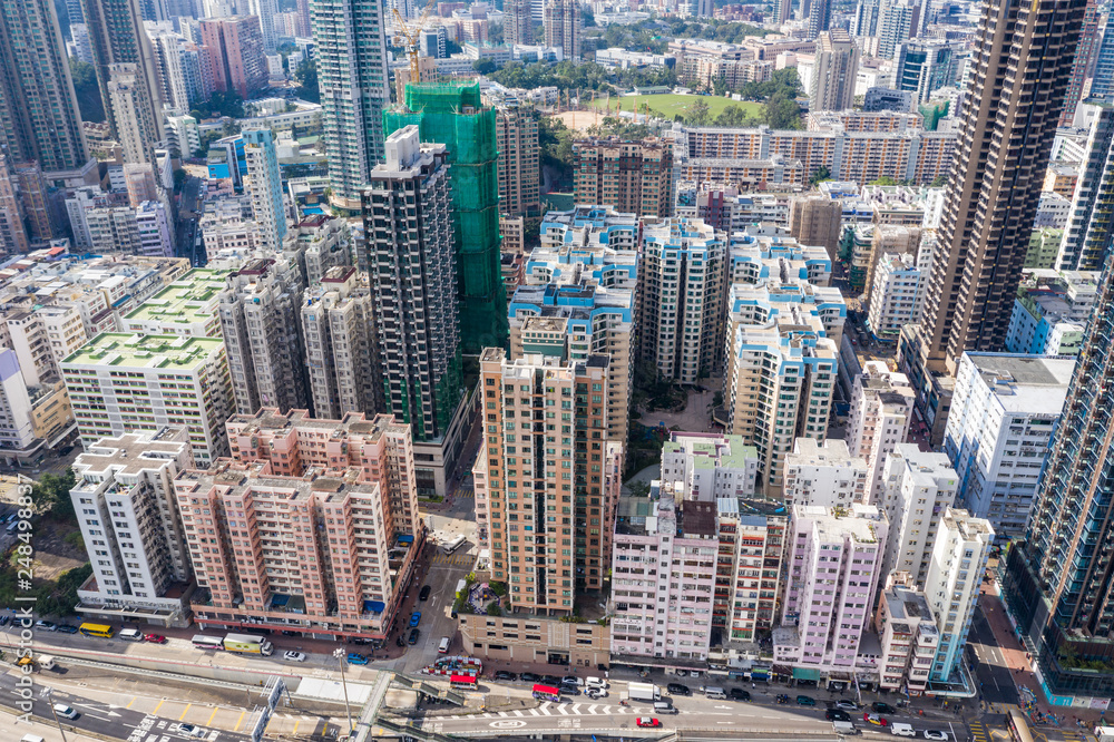 Fototapeta premium Aerial view of Hong Kong city