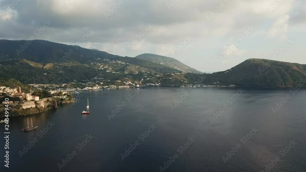 Aerial photography of a city on a volcanic island in Sicily Aerial photography of a city on a volcanic island in Sicily