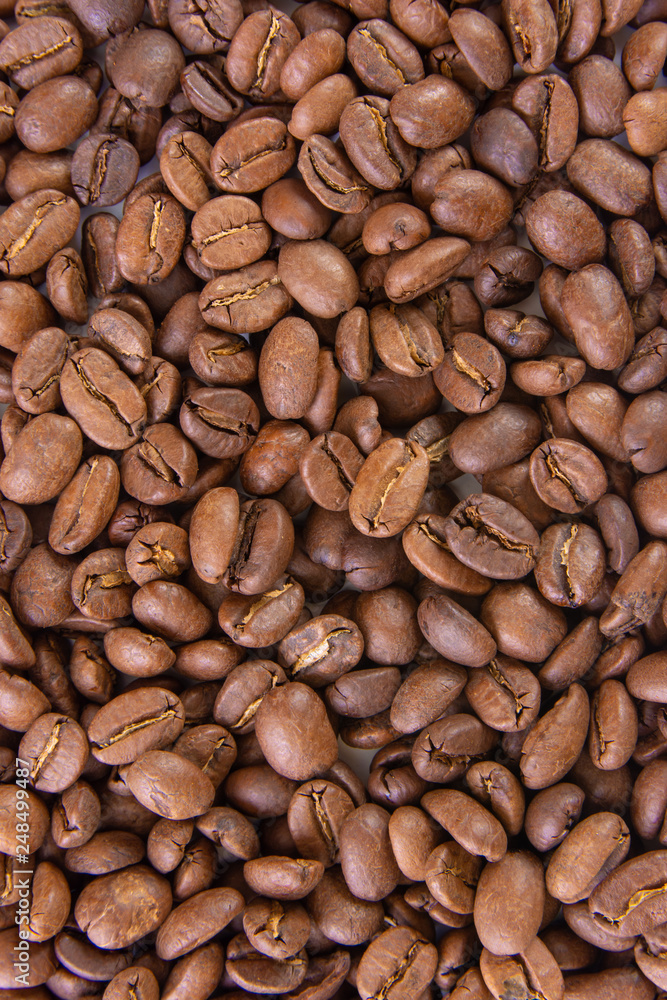 close up texture patern brown coffee beans isolated on white close up texture patern brown coffee beans isolated on white