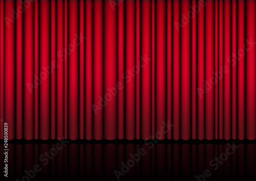 3D Mock up Realistic Red Curtain on Stage or Cinema for Show, Concert or Presentation background illustration vector