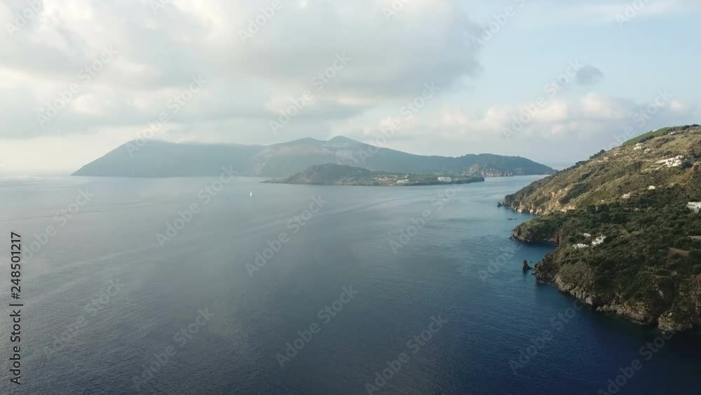 Aerial photography of a city on a volcanic island in Sicily Aerial photography of a city on a volcanic island in Sicily