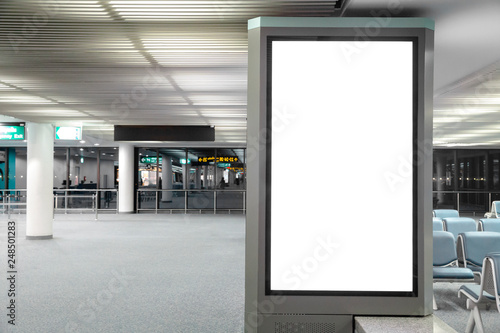 Fényképezés Digital Media Blank billboard in the airport and background blur , signboard for