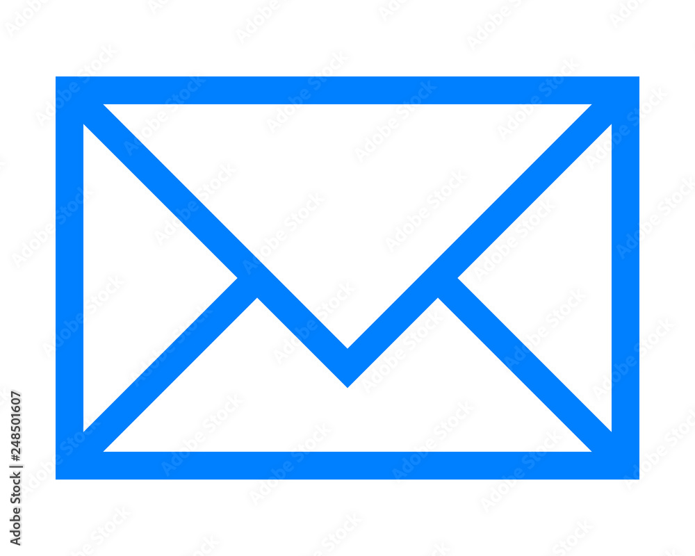 Mail symbol icon - blue simple outline, isolated - vector Mail symbol icon - blue simple outline, isolated - vector