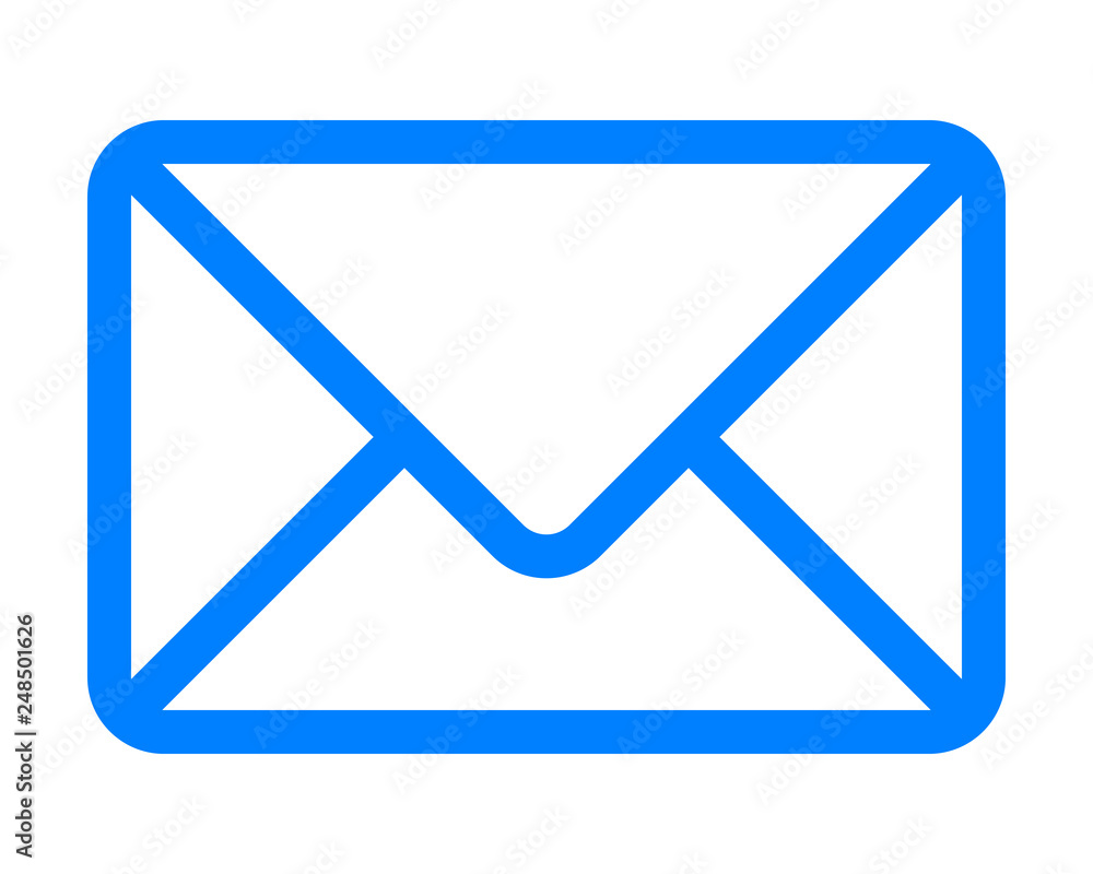 Mail symbol icon - blue simple outline with rounded corners, isolated - vector Mail symbol icon - blue simple outline with rounded corners, isolated - vector
