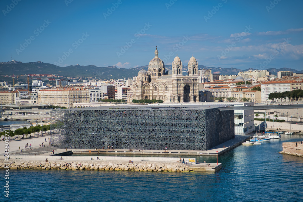 Marseille, France - AUGUST 16, 2018: view on MuCEM - Museum of European and Mediterranean Civilisations
