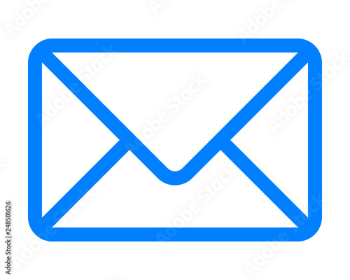 Mail symbol icon - blue simple outline with rounded corners, isolated - vector