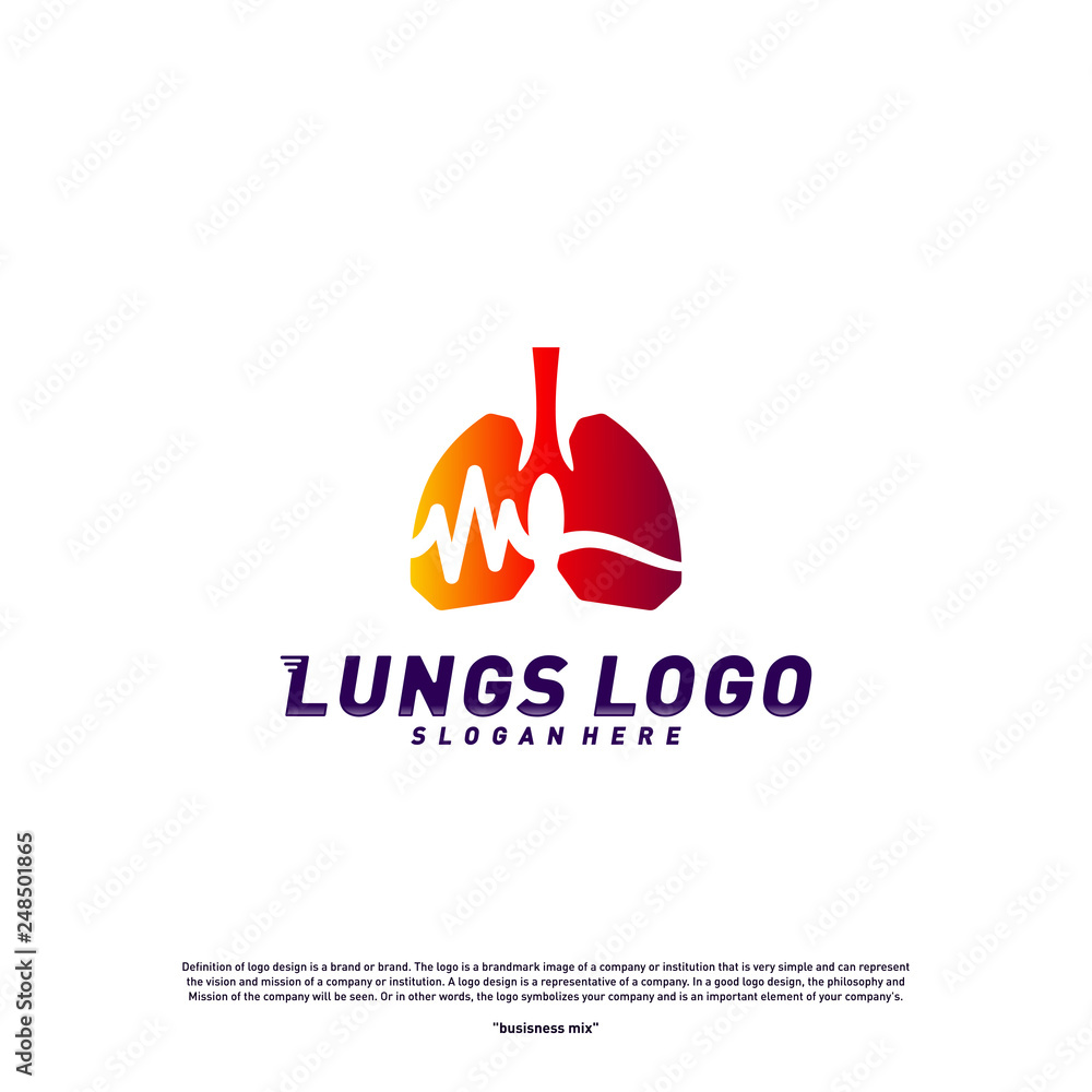 Medical Lungs logo design concept.Health Lungs logo template vector. Lungs Pulse Icon symbol