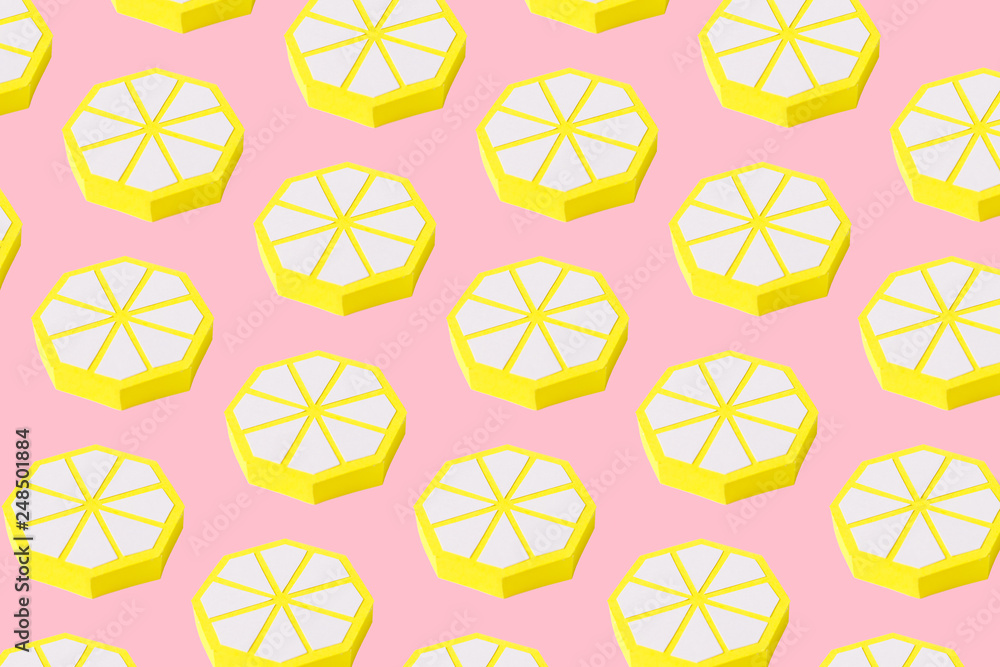 Modern paper pattern from lemons on a bright background. Modern paper pattern from lemons on a bright background.