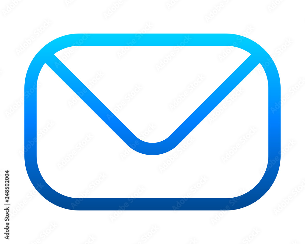 Mail symbol icon - blue gradient outline with rounded corners, isolated - vector Mail symbol icon - blue gradient outline with rounded corners, isolated - vector