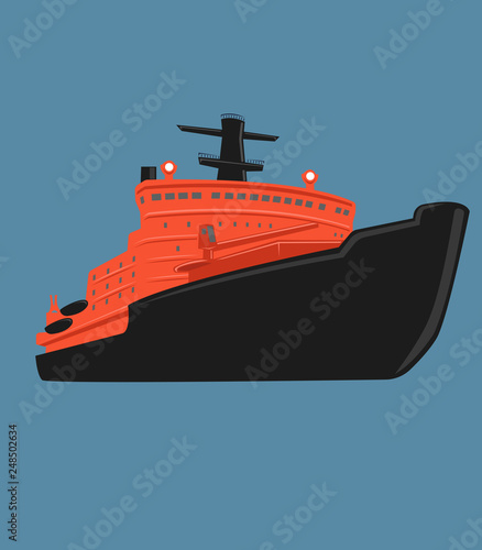 Icebreaker vector illustration. Nuclear powered ship. photo