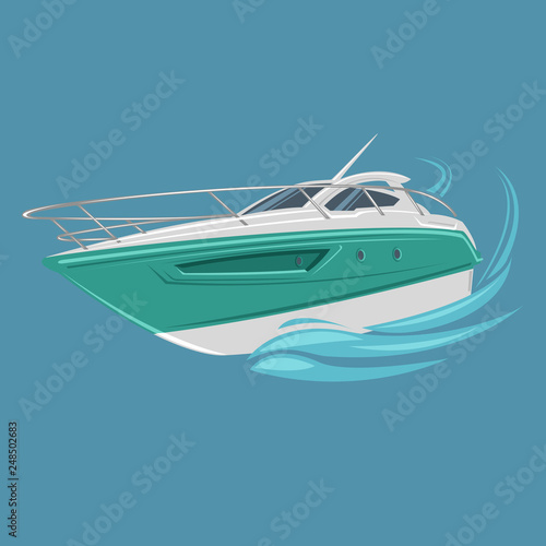 Small yacht isolated illustration. Luxury boat vector.