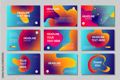 Presentation pages collection. Abstract business cover set. Landing page vector templates.