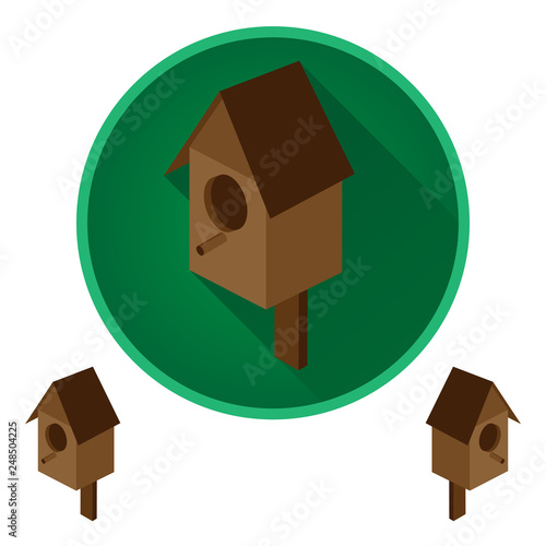 Birdhouse icon on white background. House for the birds. Caring for nature and the animal world. Design of various birdhouses. Vector illustration.