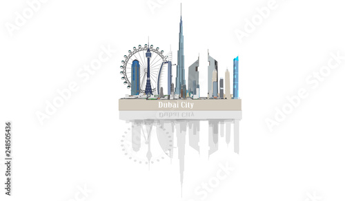 Vector building dubai city white background