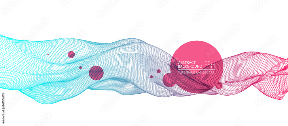 Abstract background with waves. 3D surface. Abstract background with waves. 3D surface.