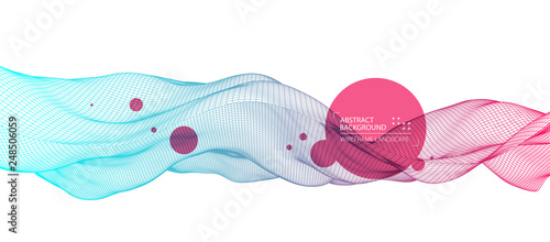 Abstract background with waves. 3D surface.