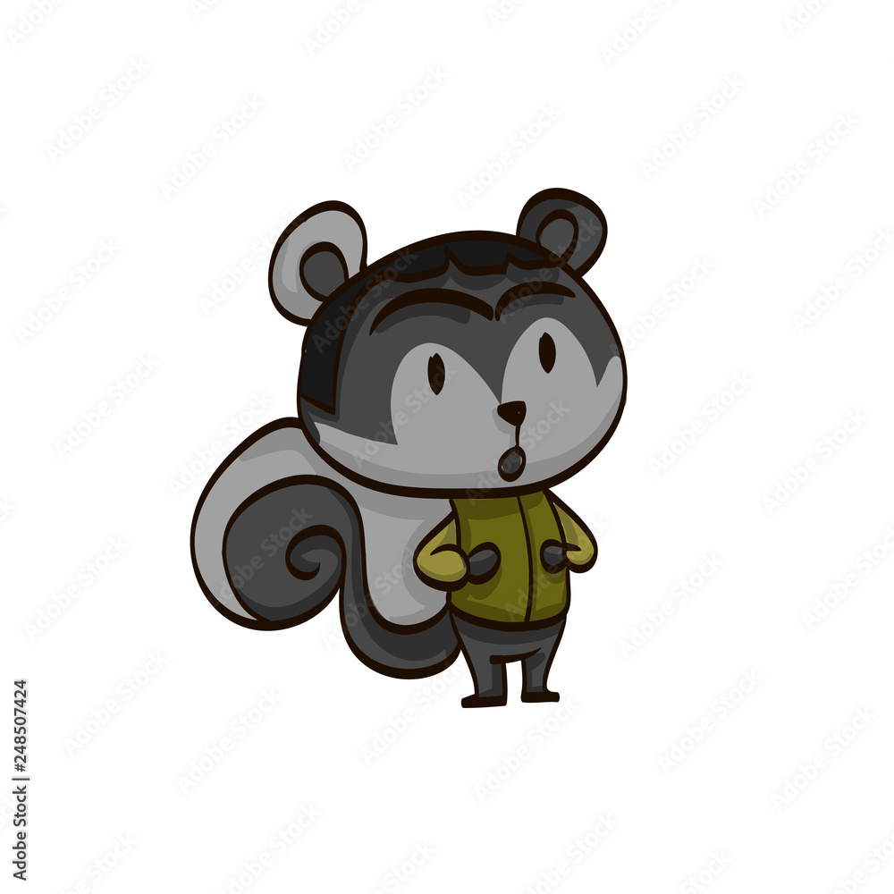 Naklejka premium grey squirrel cartoon colorful funny animal