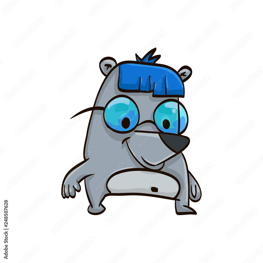 Fototapeta premium bear in glasses cartoon colorful funny animal