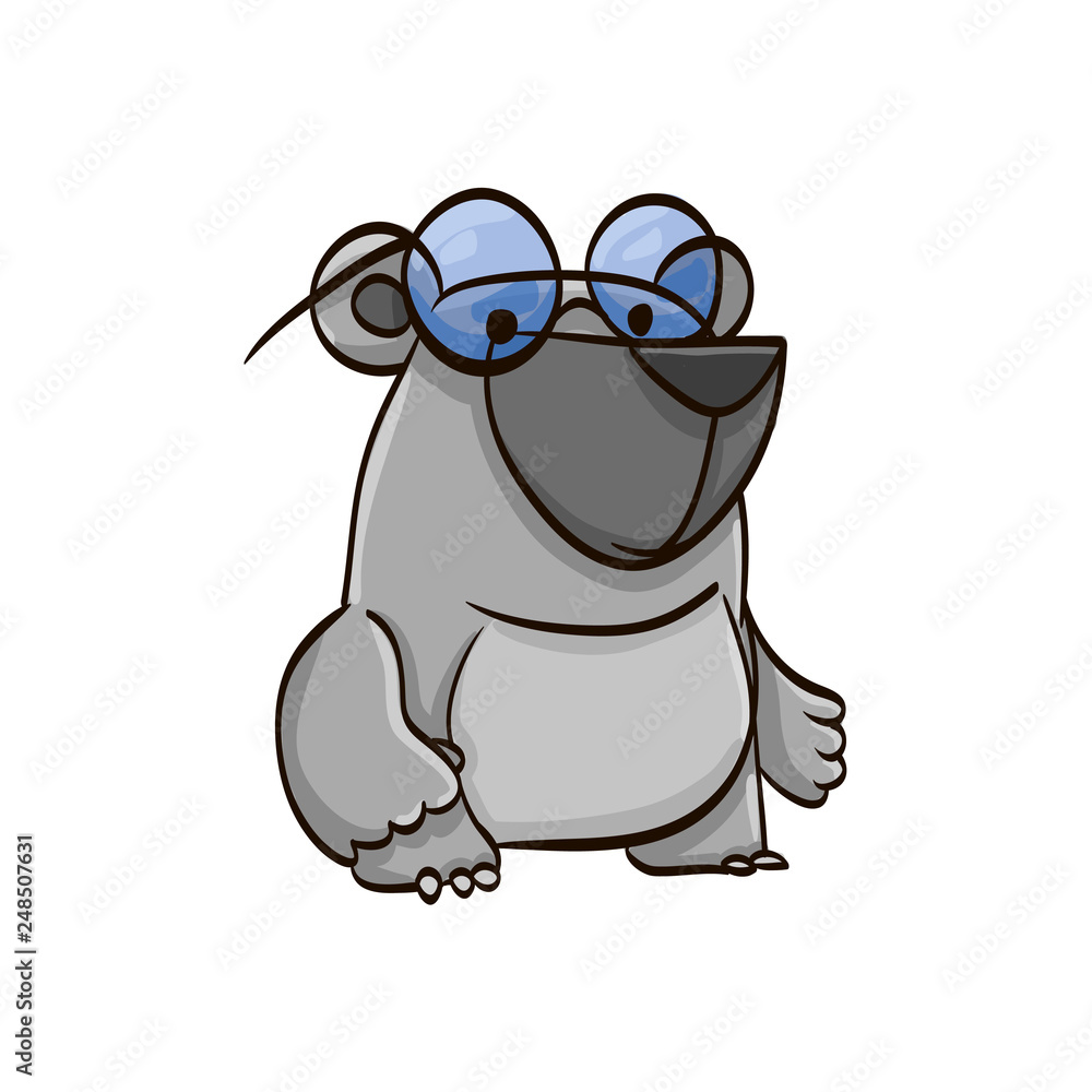 bear in glasses cartoon colorful funny animal