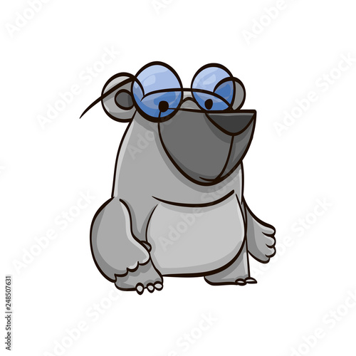 bear in glasses cartoon colorful funny animal