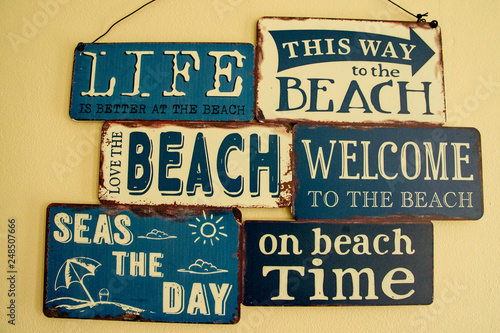 Life better beach love welcome seas the day metal sign