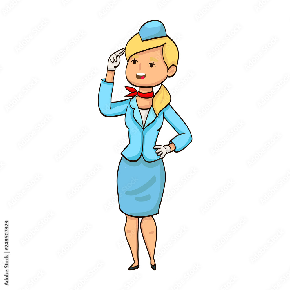 cartoon girl professional specialist stewardess cartoon girl professional specialist stewardess