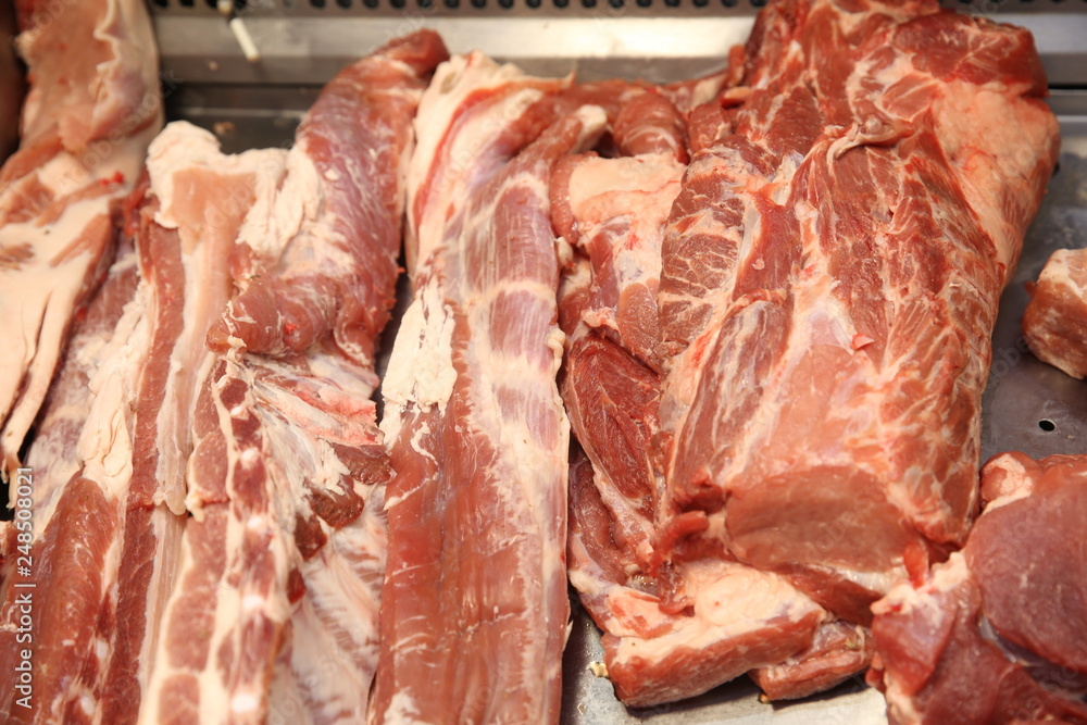  fresh raw pork meat on the market