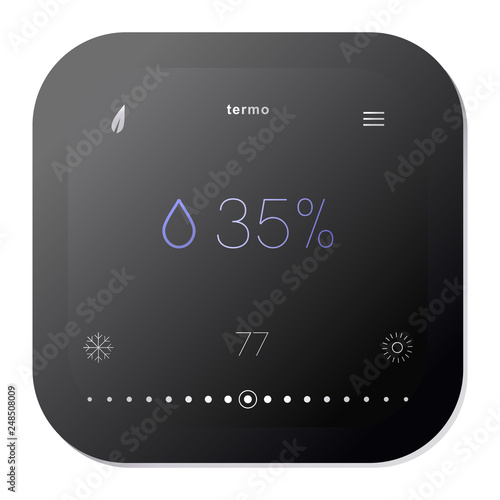 Smart thermostat isolated on white. Modern room temperature technology. Wall thermostat vector illustration. 
