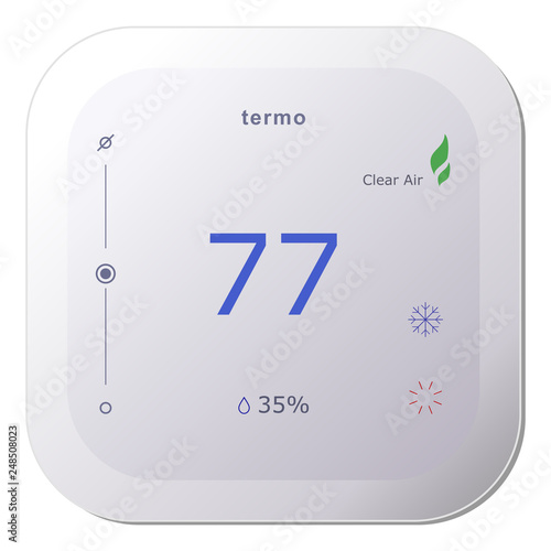 Smart thermostat isolated on white.  Digital climate control system.  Smart home  vector illustration