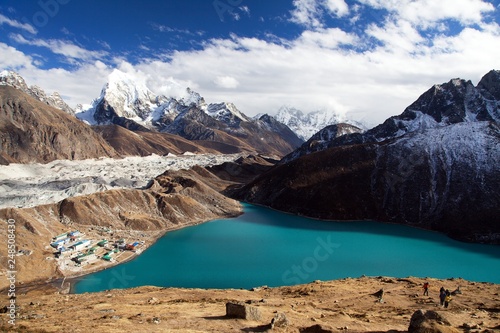 Gokyo lake and village, Nepal Himalayas mountain photo