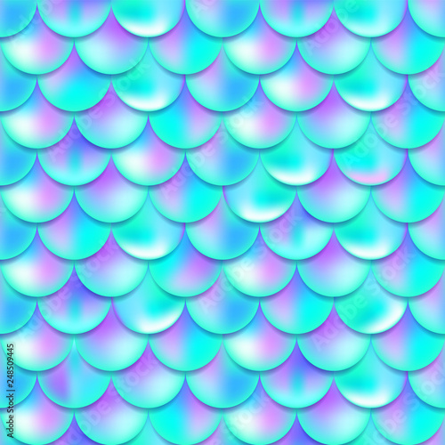 Pearl purple and blue mermaid scales seamless pattern