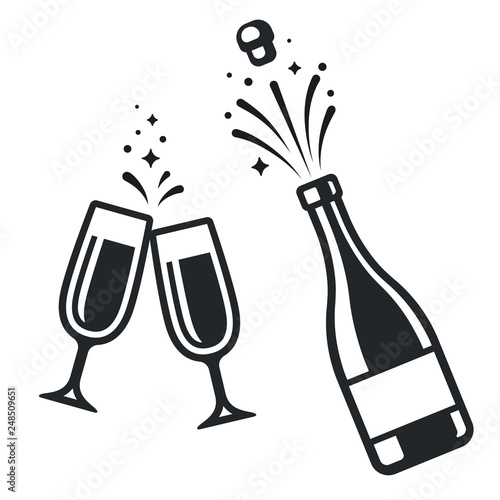 Champagne bottle and glasses