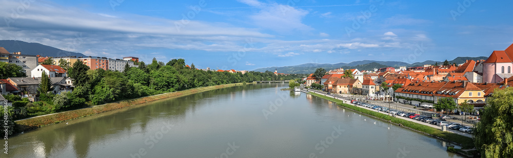 Panorama of Maribor city, Slovenia.