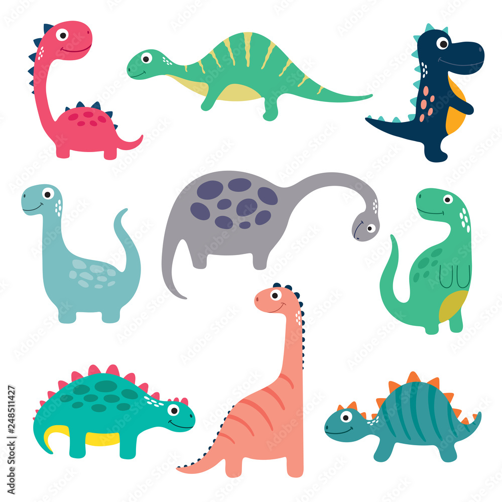 Naklejka Kolekcja dinozaury śmieszne kreskówki