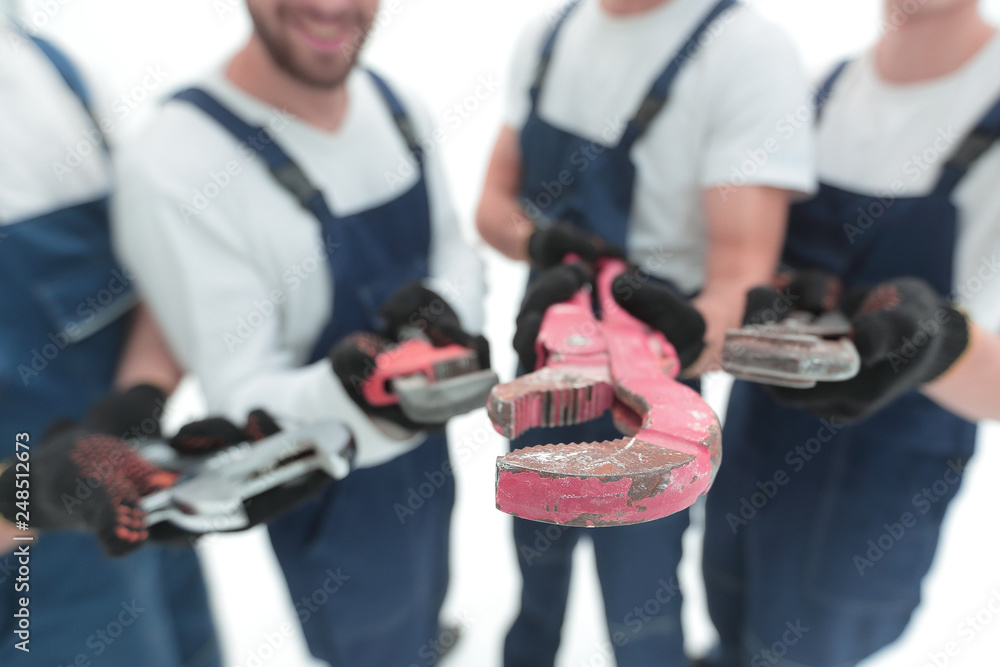 closeup.gas keys in the hands of the builders closeup.gas keys in the hands of the builders