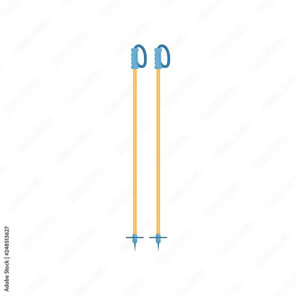 Close-up view of a pair of ski-sticks on a white background Close-up view of a pair of ski-sticks on a white background
