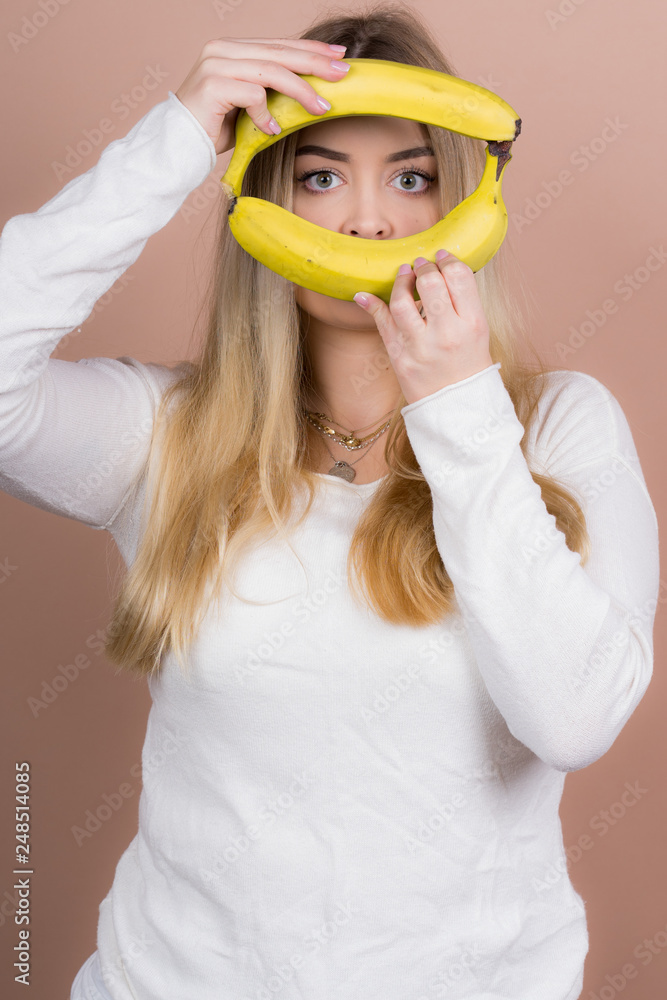 cute girl with a banana cute girl with a banana