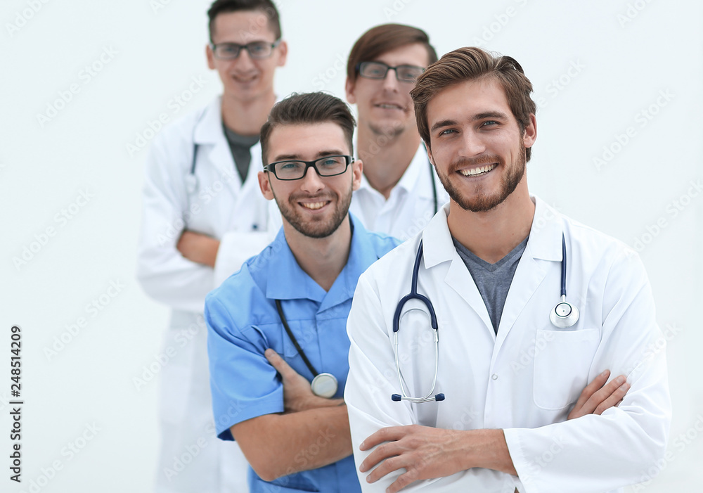group of successful doctors .isolated on white group of successful doctors .isolated on white