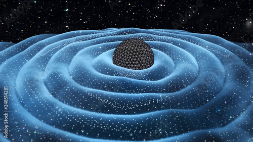 Canvas-taulu Gravitation waves around black hole in space 3D illustration